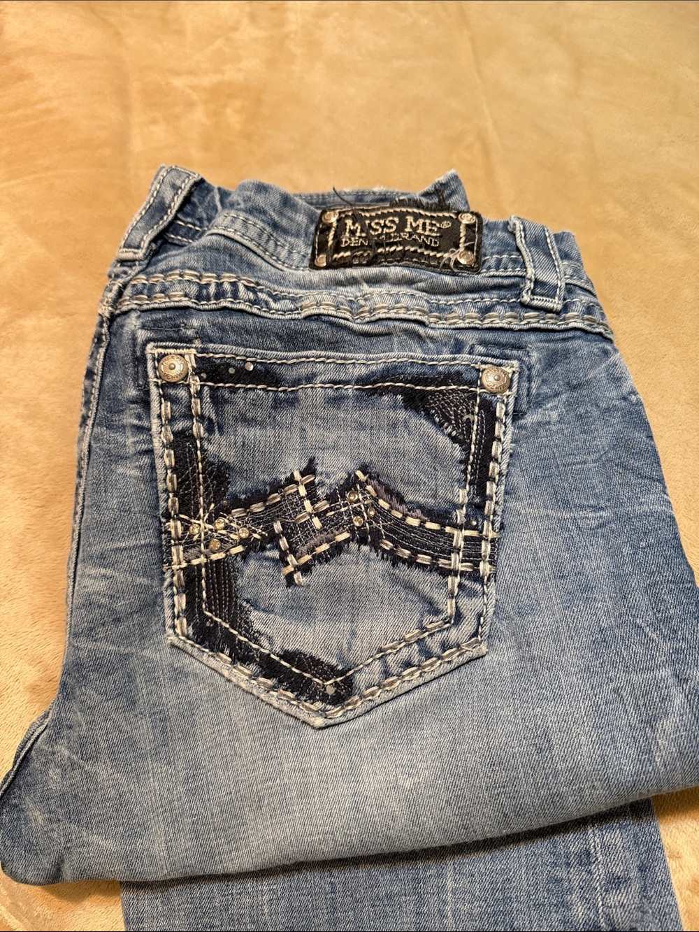 Miss Me Light Blue Skinny Jeans with Embroidered Back Pocket